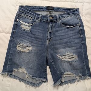 Judy Blue Women's Ripped Jean Shorts - Classic Blue